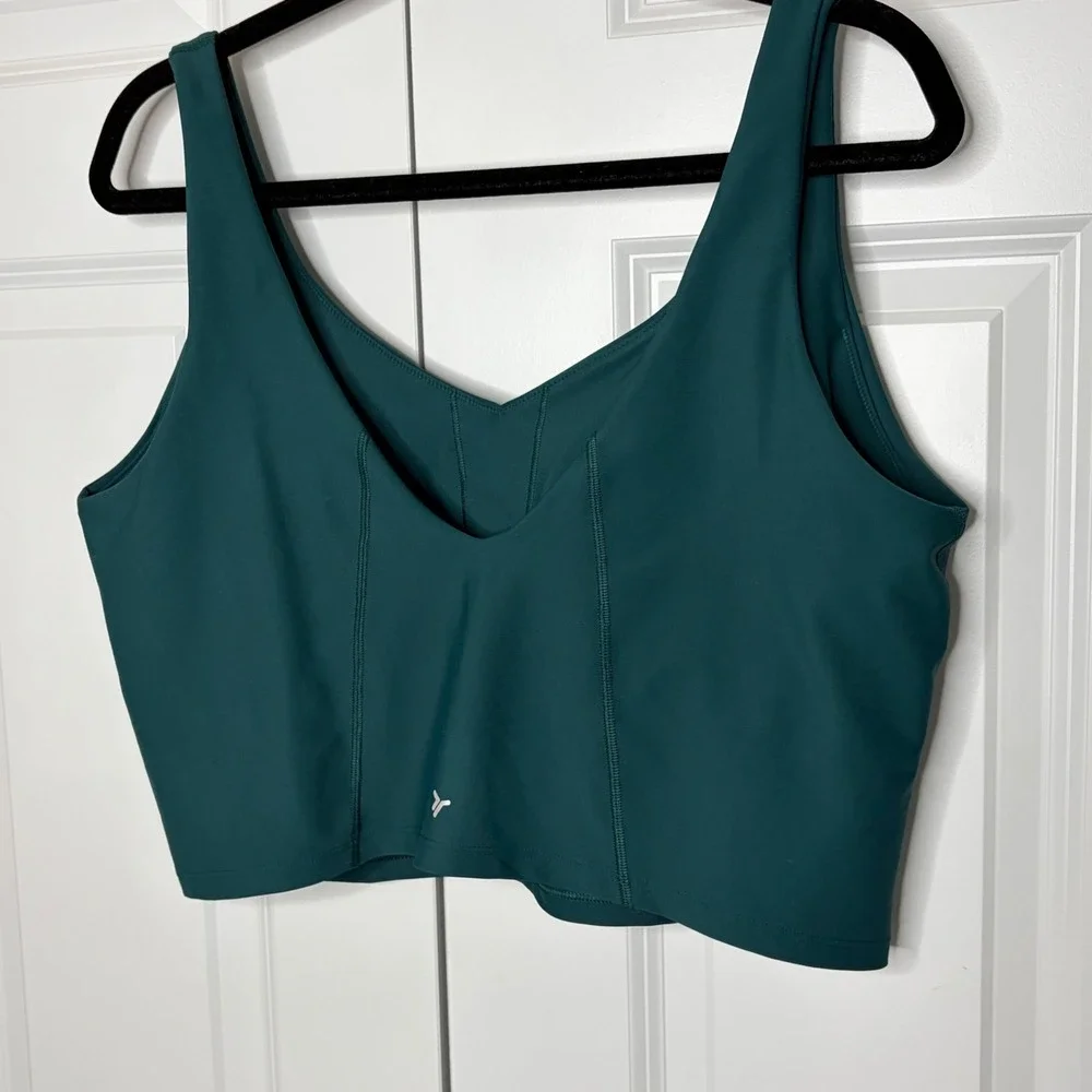 Old Navy Powersoft Sports Bra 2X Teal Longline Light Support Padded